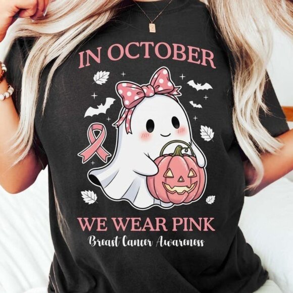 In October We Wear Pink Tee, Breast Cancer Awareness Shirt - Picture 1 of 4
